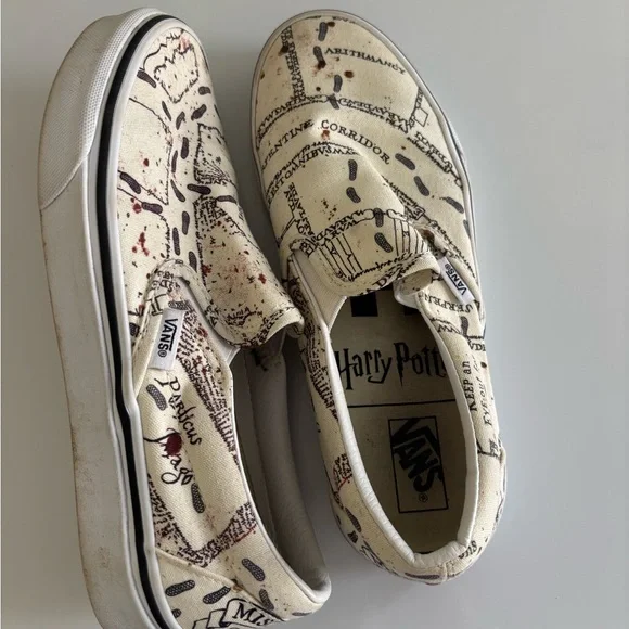 Vans Harry Potter Marauders Map Print Shoes - Cream - Picture 3 of 3